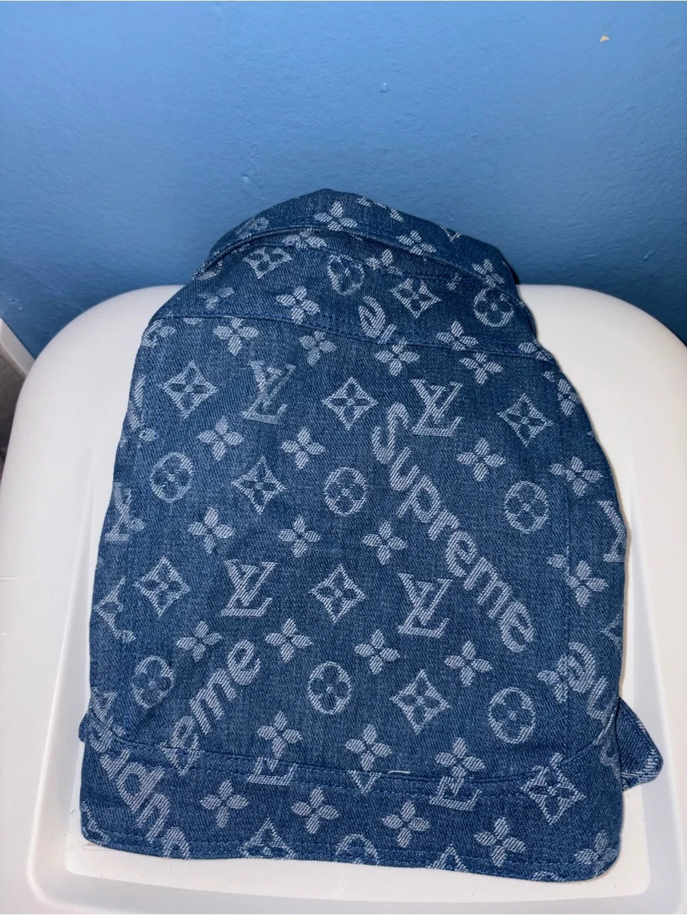 LV Supreme Logo Doggy Denim Jacket With Pup Crocs Design Booties